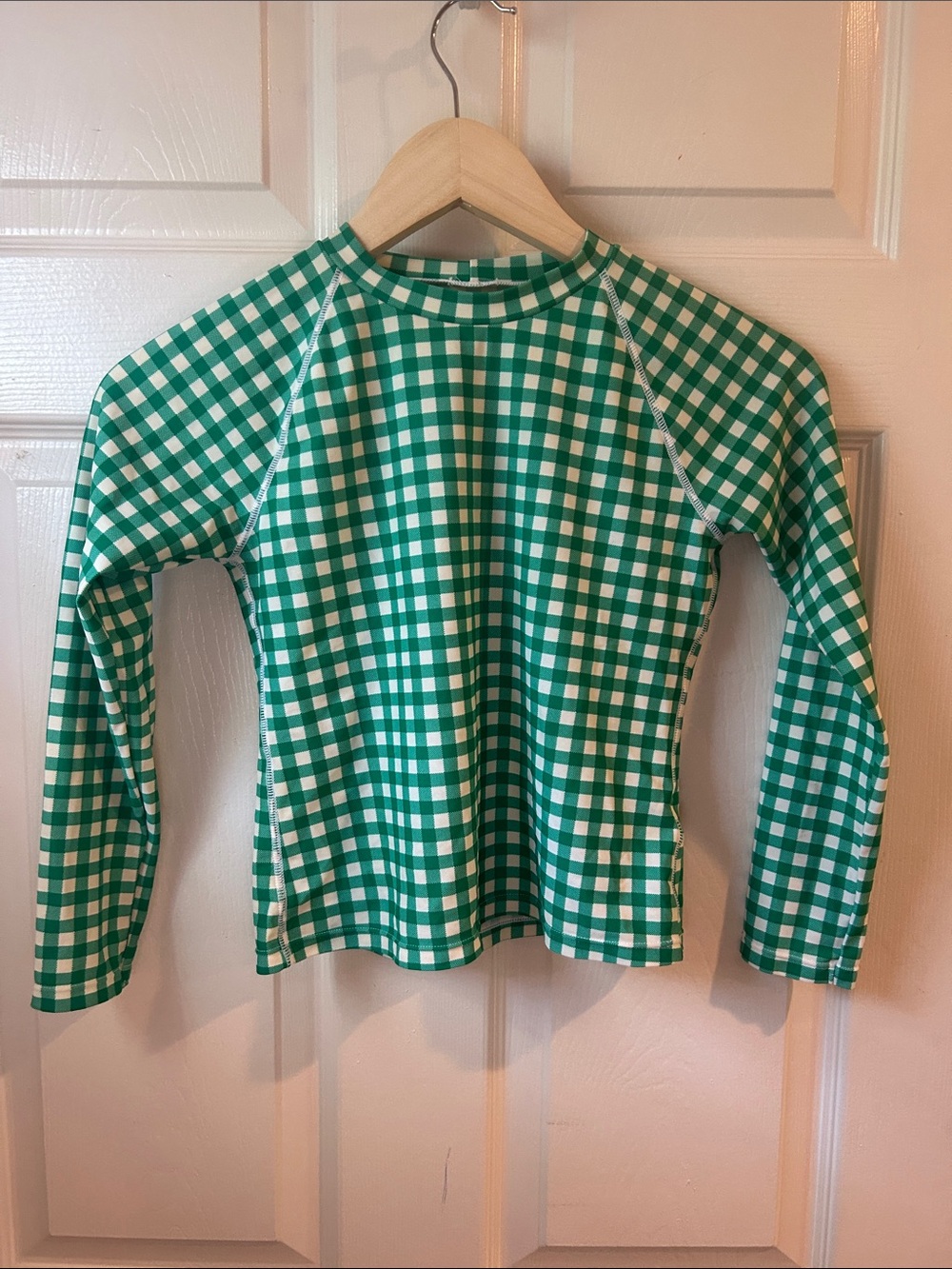 Crewcuts Kids Green Gingham Long-Sleeve Rashgaurd